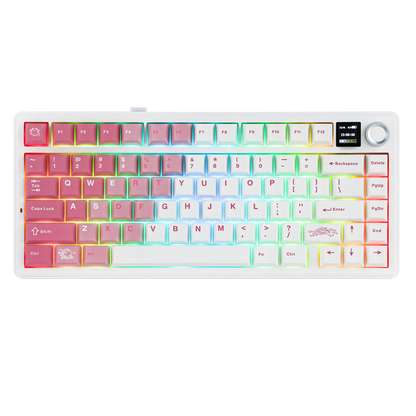 Teclado mecânico sem fios EPOMAKER X AULA F75 MAX Compact 75% ANSI Layout com ligação com fios/Bluetooth/2.4GHz, ecrã TFT e botão rotativo