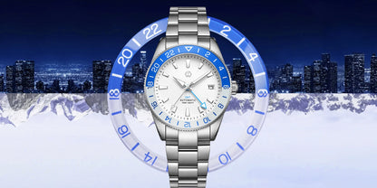 WISHDOIT New NH34 Men's Sports Automatic Mechanical GMT Sapphire Stainless Steel Waterproof 15 ATM With Rubber Strap