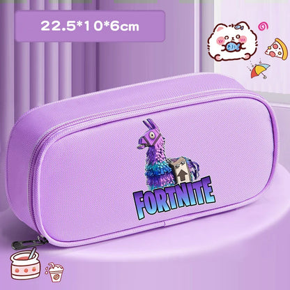 Fortnite Pencil Case Cartoon Character Print Pencil Pouch Canvas Stationery Bag Fashion Student Stationery Box Birthday Gifts