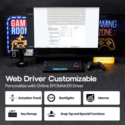 Teclado mecânico magnético EPOMAKER HE80 75% layout US QWERTY Hot-Swap Creamy Gasket com fio Hall Effect DKS SOCD para PC/Mac