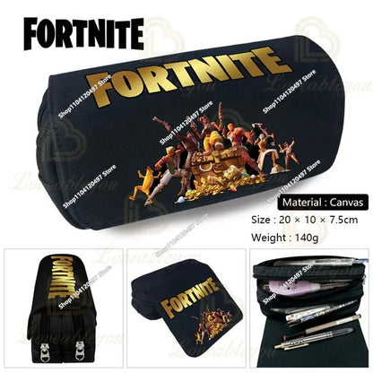 Estojo Fortnite Battle Royale para crianças, caixa de arrumação de canetas com design cartoon, material escolar, presente de aniversário