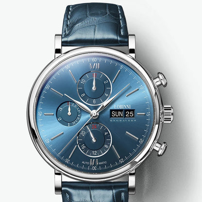 Luxury Brand Switzerland LOBINNI Perpetual Calendar Seagull Automatic Mechanical Men's Watches Sapphire Multi-function L13019-11