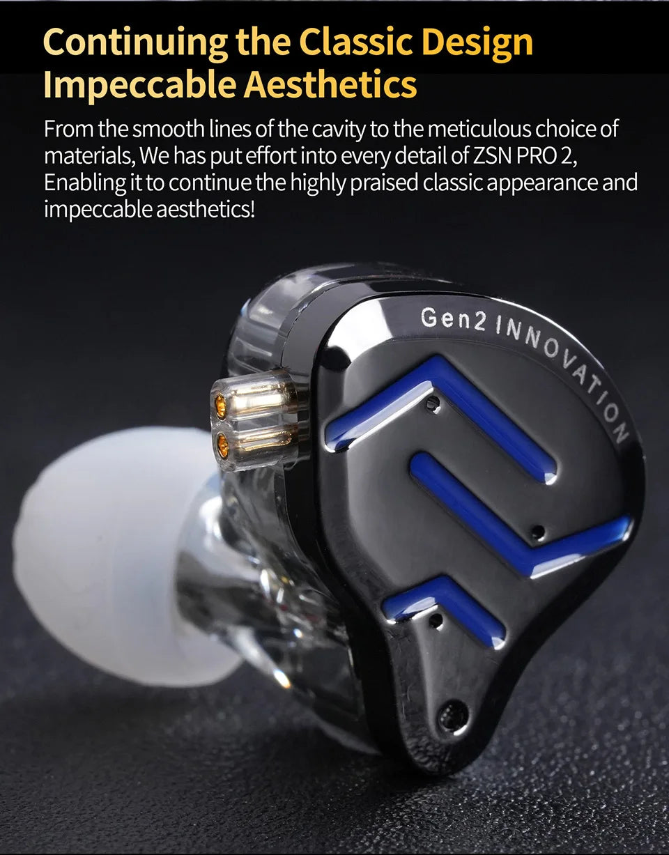 Cuffie cablate in-ear KZ ZSN Pro 2 Hybrid – Auricolari 1BA+1DD HiFi con bassi, cancellazione del rumore e microfono