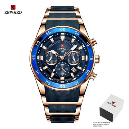 REWARD Relogios Masculino 81011M Sports Silicone Quartz Men's Watch Waterproof Calendar Chronograph Luminous Watches Men Часы