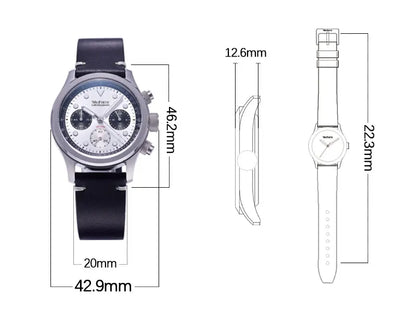 Milifortic 39MM Fashion Chronograph Watch Man R086 Retro C3 Luminous Stainless Steel Waterproof 100M VK63 Quartz Watches For Man