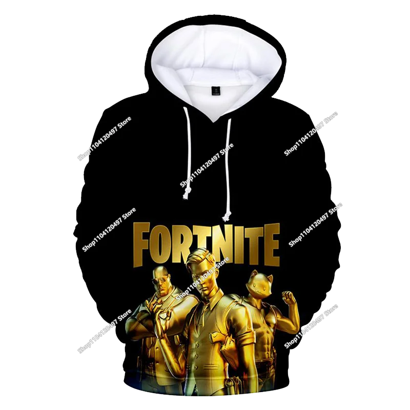 Sweatshirt com capuz Fortnite 3D com estampagem digital, folgado e confortável, novidade de outono