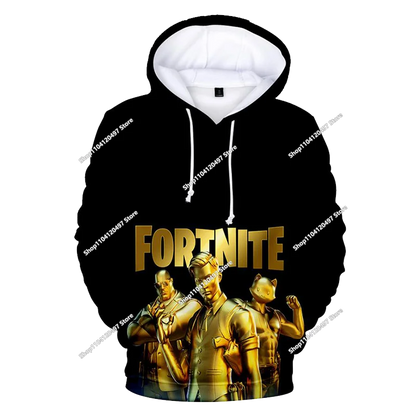 Sweatshirt com capuz Fortnite 3D com estampagem digital, folgado e confortável, novidade de outono
