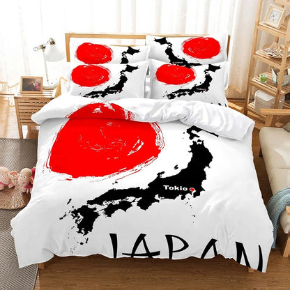 Conjunto de capa de edredão com pintura de bambu, conjunto de roupa de cama em estilo chinês, linho juvenil, tamanho Queen, conjunto de capa de edredão, conjunto de roupa de cama moderno