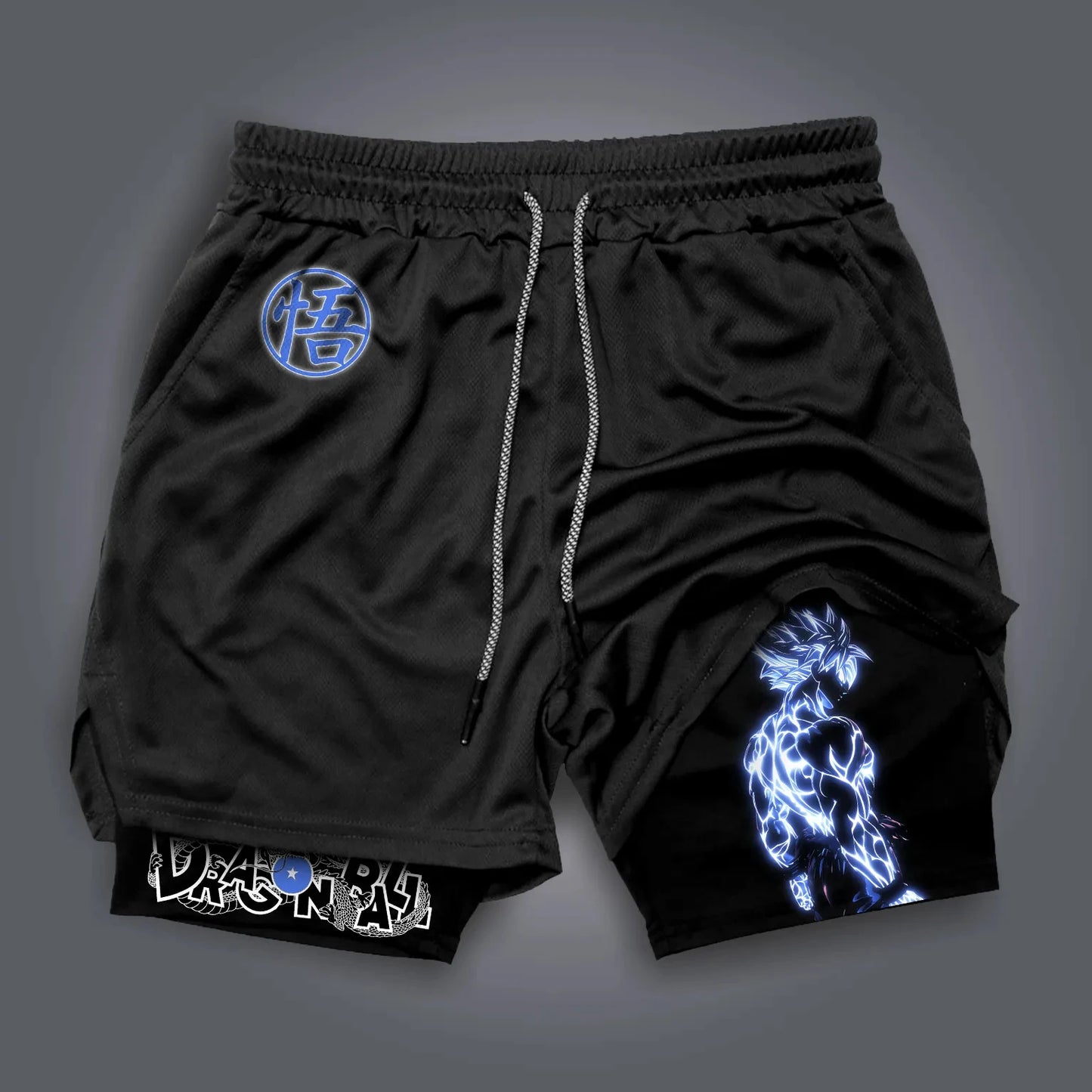 Dragon Ball Peripherie bedruckte Double-Shorts Majin Buu GOKU – amerikanische Sport-Shorts, bequeme, lockere und atmungsaktive Sommerhose für Herren