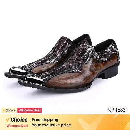 Men Luxury White Gold Metal Toe Oxford Elegant Loafers Slip On Dress Shoes Formal Wedding Party PU Leather Shoes Size 38-46