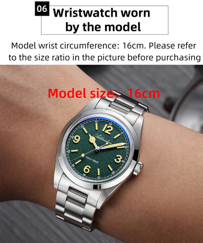 Reloj para hombre ADDIESDIVE AD2518 de 36mm en oferta destacada, cristal de espejo abombado, acero inoxidable 316L, cuarzo, resistente al agua 100m