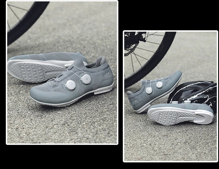 Scarpe da ciclismo su strada unisex, HsYixin traspiranti SPD autobloccanti antiscivolo, scarpe da corsa per bici da strada, MTB flat e sneakers da bicicletta
