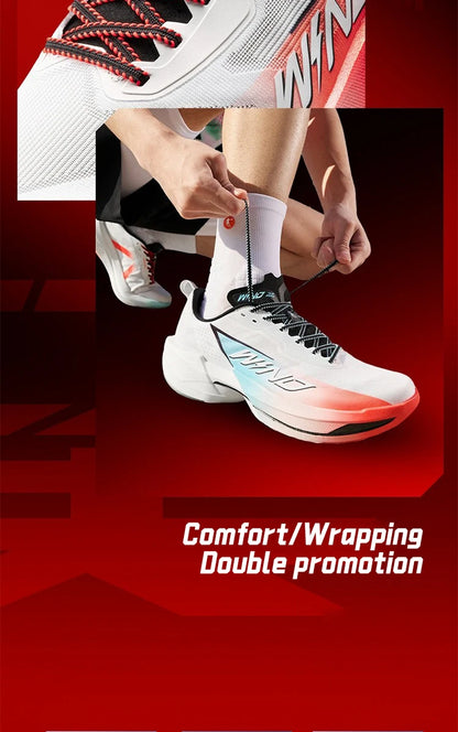 QIAODAN WIND 4PRO Marathonlaufschuhe mit Carbonplatte für Herren – professionelle Racing-Sneaker 2026, atmungsaktive Laufsportschuhe QDB023262291