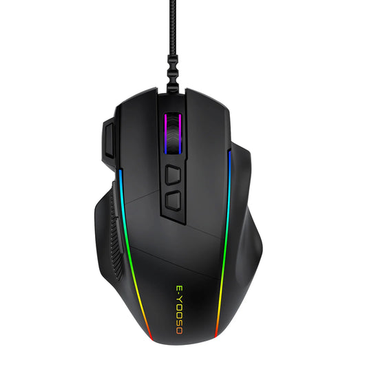 E-YOOSO X49 kabelgebundene Gaming-Maus, 12400 DPI einstellbar, RGB-beleuchtet, 8 programmierbare Tasten, ergonomische Gamer-Maus für PC und Laptop