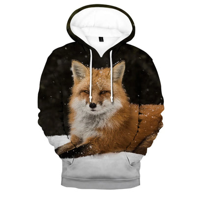 Popularne bluzy z kapturem i bluzy Hip Hop Novelty z wygodnym nowym nadrukiem 3D Fox, dla mężczyzn/kobiet, dorosłych/dzieci, casualowe bluzy wkładane przez głowę