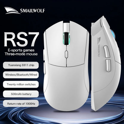 SMAILWOLF RS7 Bluetooth Wireless Gaming Mouse Three Mode PAW3311 Macro-definition Mouse Laptop Gaming Office