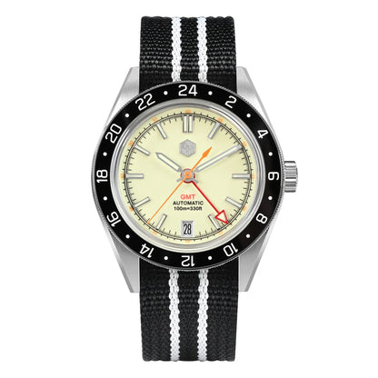 Orologio da uomo automatico San Martin 39.5mm Limited Edition con quadrante Full Lume, NH34 GMT, data a ore 6, 10Bar, Kol Saati di lusso SN0116W