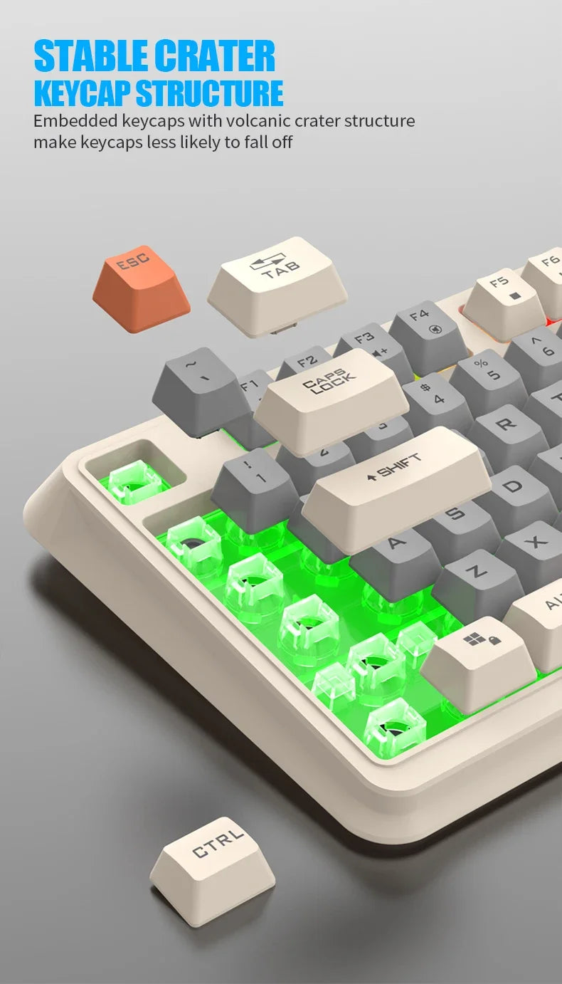 K82 Gaming Keyboard Glows Wired USB Desktop PC/Notebook Available 19-key punchless knob to adjust volume