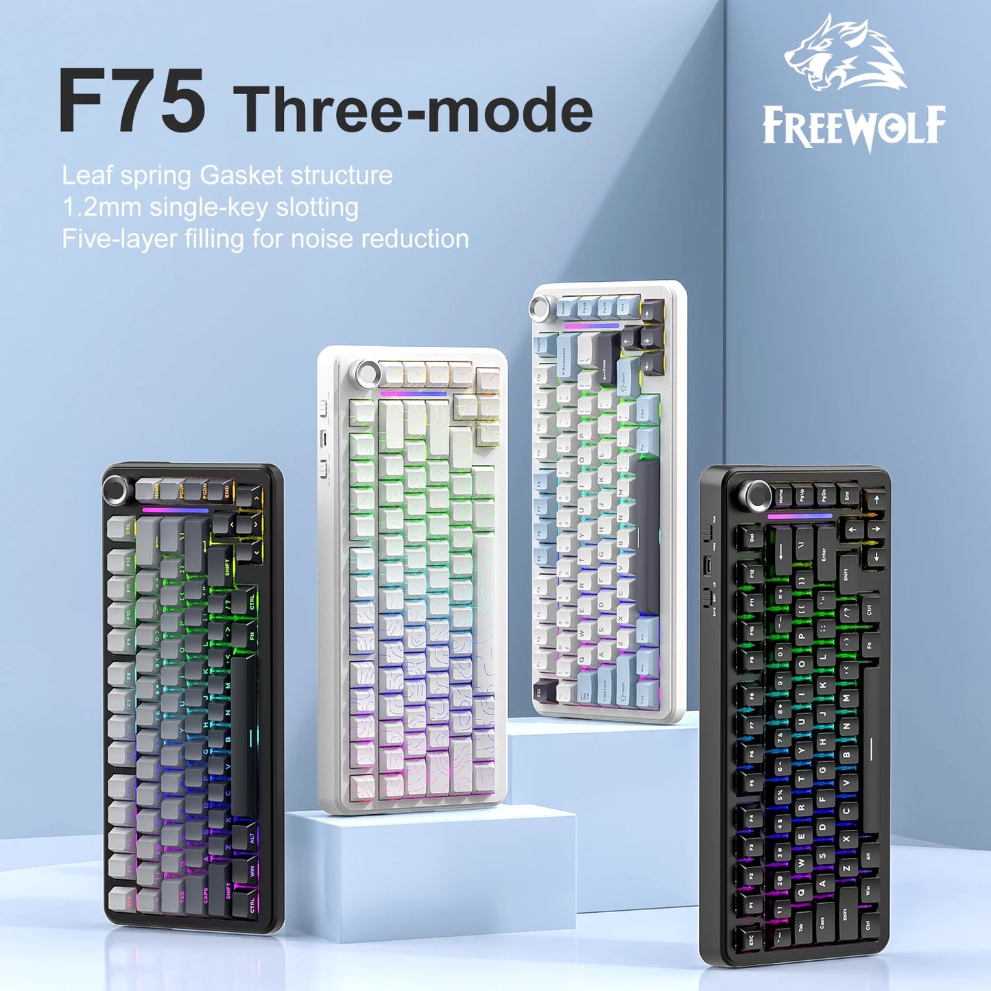F75 Mechanical Keyboard FREEWOLF * AULA F75 Bluetooth Three-mode Keyboard, Dedicated for Gaming and Office Use