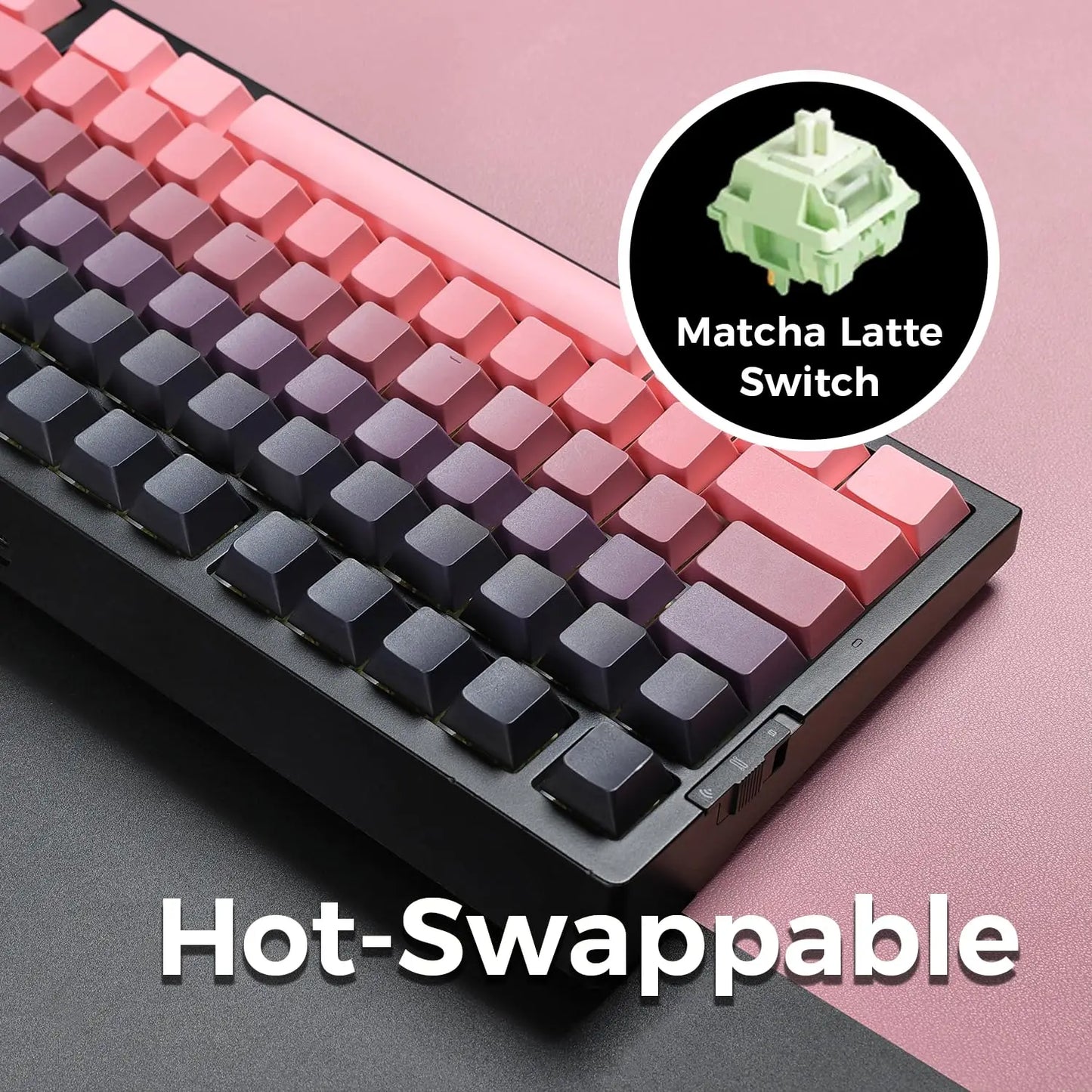 Teclado Mecânico Sem Fios MCHOSE G75 Pro 75% Layout, Montagem Gasket, 5 Camadas de Amortecimento, Retroiluminação RGB, Tri-Mode, Hot Swappable