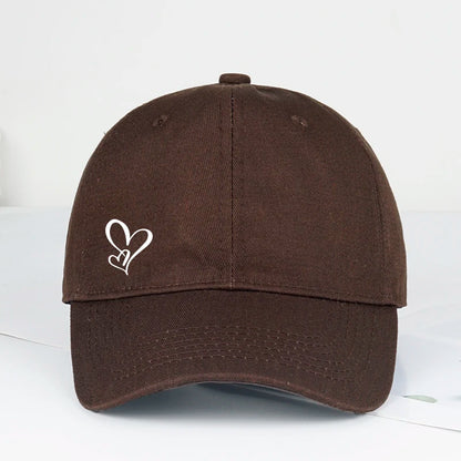Minimalistinė beisbolo kepurė su dvigubo širdies raštu, moterims ir vyrams, minkšta, reguliuojama, „Dad Hat“ stiliaus, kasdieninė, meilės tematikos, saulės kepurė