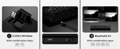 Teclado Mecânico Sem Fios XVX M67 JadeStone com Teclas IMD-Tech Tri-Mode, Teclado Gamer Branco Topographic com Design Gasket