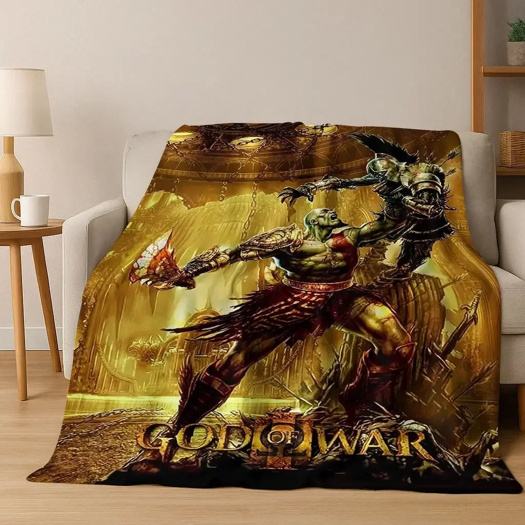 A Classics God of War Kratos Gamer Flannel Throw Blanket Soft Cozy Warm for Home Bedroom Bed Sofa Gift