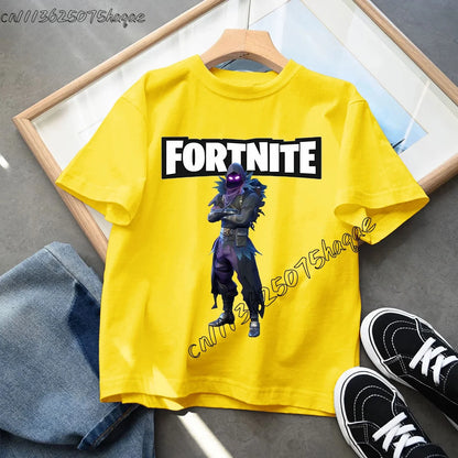Summer Game Fortnited T-shirt Bottle Royale Birthday Tops Party Wear Boys Tee Fortnight Short Sleeve Cotton Kids Clothes