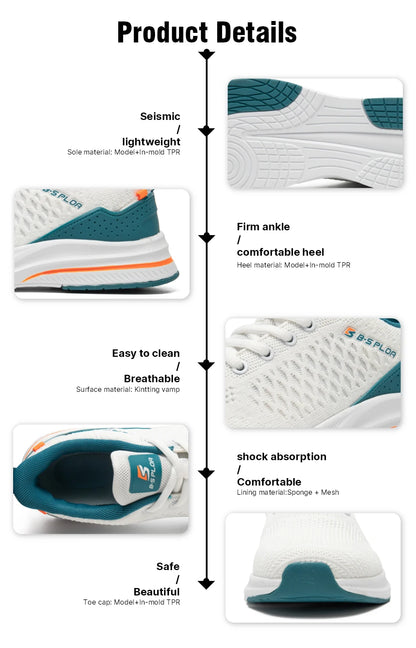 Baasploa Herren-Laufschuhe, neue atmungsaktive Mesh-Sport-Sneaker, Übergrößen 41-48, klassische Freizeitschuhe für Herren, rutschfest, Outdoor-Komfort