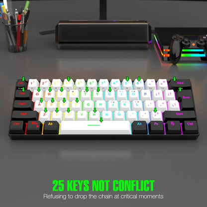 RGB Keyboard Compact 61-key Wired Mechanical Gaming Keyboard with RGB Light Design for Lightweight Computer Use