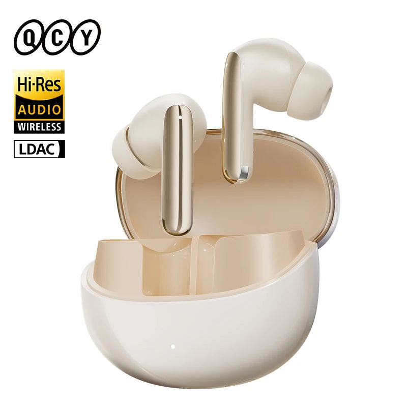 QCY MeloBuds Pro Adaptive Hybrid Active Noise Cancelling Wireless Earbuds – 46dB ANC, Bluetooth 5.3, LDAC Hi-Res Audio, 34H Playtime