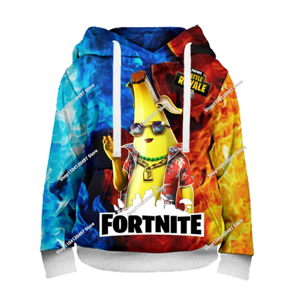 Sweatshirt com capuz Fortnite 3D com estampagem digital, folgado e confortável, novidade de outono