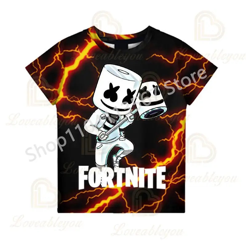 T-shirt de Verão F-Fortnited para Crianças 100-160cm, Promoção Especial, para Meninos, Bebés e Crianças Pequenas, T-shirts Divertidas de Gaming, Moda para Meninas e Meninos, Presente de Aniversário