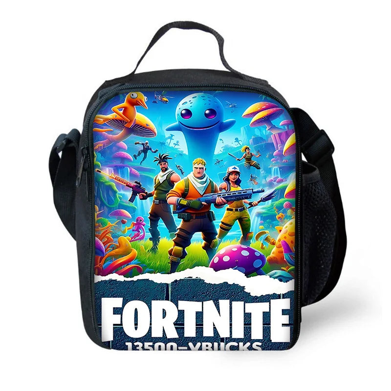 Neue FortniteS Kinder-Isoliertasche mit großem Fassungsvermögen für Jungen und Mädchen, wiederverwendbare Thermo-Kühltasche für Schule, Outdoor-Picknick und Lunchbox