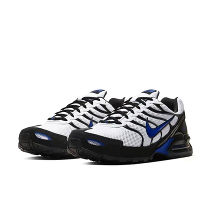 Pánske tréningové bežecké topánky Nike Air Max Torch 4 – čierna/biela/modrá, priedušná sieťovina, ležérny komfort, istý úchop CW7026-100