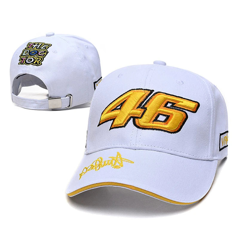 Unisex Hip Hop Letter Baseball Cap Adjustable No.46 F1 Racing Motorcycle Design Outdoor Sports Casual Sun Protection Hat for Men