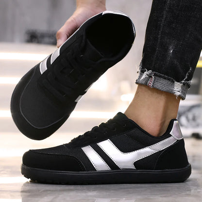 Herresneakers med bred tåboks, barfodssko, minimalistiske, åndbare og komfortable udendørs gåsko, sporty casual blå sko 2025
