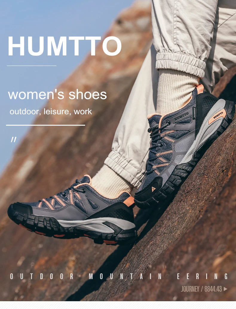 HUMTTO Hiking Shoes for Women Wear-Resistant Outdoor Women's Sports Shoes Lace-Up Climbing Trekking Sneakers Woman 110609B