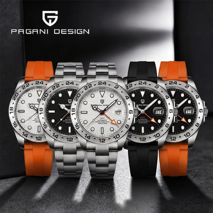 Relógio de mergulho masculino Pagani Design 2026 novo, 42mm, safira, mecânico automático GMT, impermeável 100m PD1682