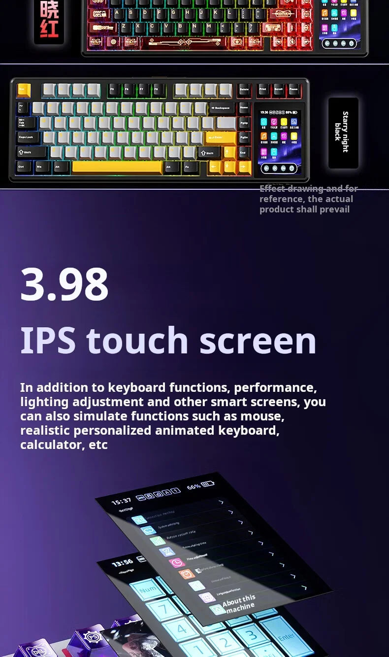 Teclado mecânico AULA L99 com ecrã inteligente, Bluetooth sem fios, tri-modo, teclado gaming noturno para portátil, 8000mAh, switch Raindrop
