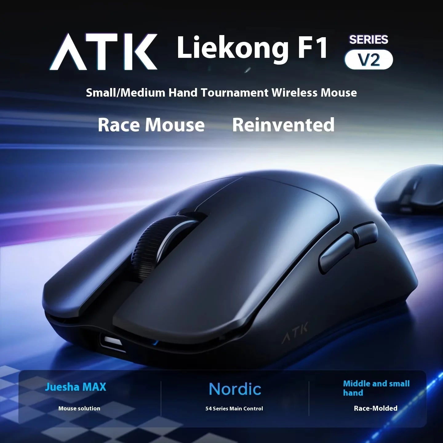 Mouse da gaming ATK F1 V2 Ultra MAX wireless tri-mode PAW3950 doppio 8k leggero ergonomico per esport, accessorio PC personalizzato