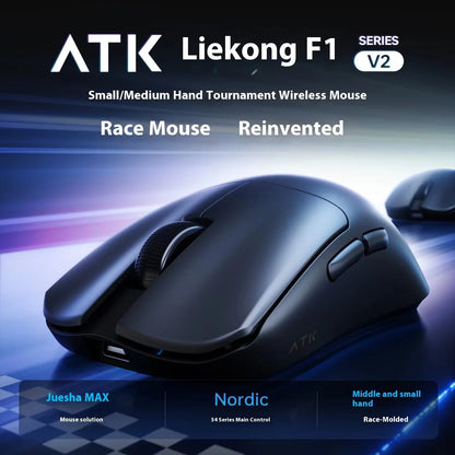 Mouse da gaming ATK F1 V2 Ultra MAX wireless tri-mode PAW3950 doppio 8k leggero ergonomico per esport, accessorio PC personalizzato