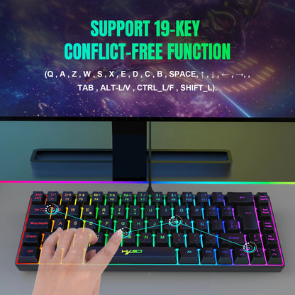 Hot Sale! Spanische kabelgebundene Gaming-Tastatur mit 69 Tasten und RGB-Hintergrundbeleuchtung, kompaktes 68%-Design, ein unverzichtbares Gadget für Büroangestellte und Gamer