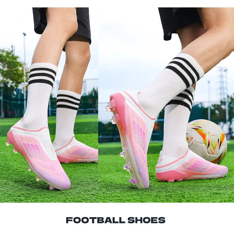 New Men Soccer Shoes Cleats Training Boys Sport Football Boots FG/TF Non Slip Match Breathable Adult Long Spikes Outdoor Sneaker