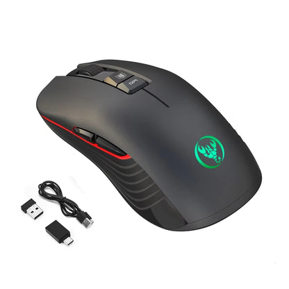 Rechargeable USB Wireless Mouse Right Hand Type-C Mouse for Laptop Computer Silent Click Backlit Gaming Mouse 3600cpi