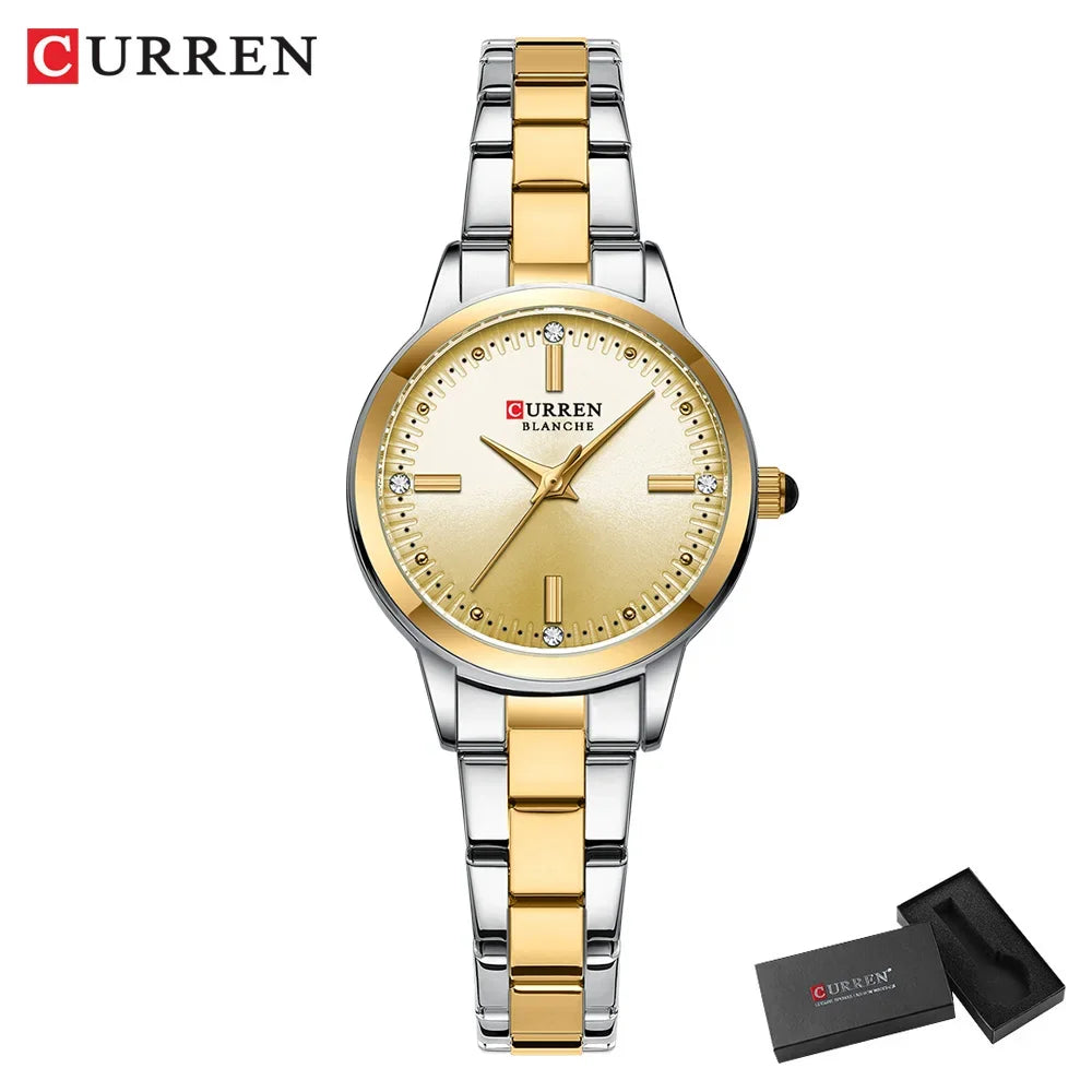 CURREN Women's Watches Fashion Original Quartz Wrist Watch for Ladies Roman Dial Dazzling Diamond Waterproof Luminous Luxury New