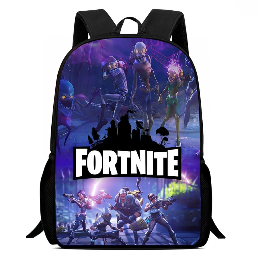 Fortnite Cartoon 15-inch Lightweight Backpack With Adjustable Shoulder Straps Kids Daily School Bag For Boys Girls Age 5-9