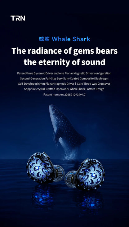 TRN Whale Shark Hybrid Earphones Triple Dynamic + Planar In-Ear Monitors headphones