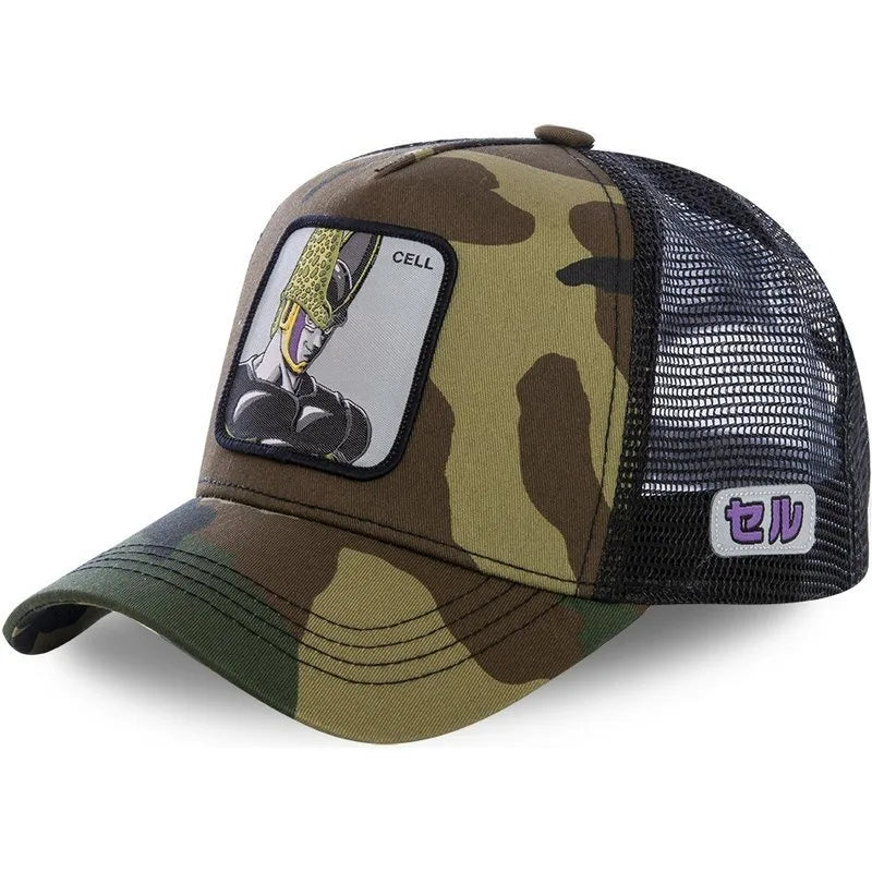 Cappellino Dragon Ball Son Goku da viaggio estivo con visiera, da uomo, ricamato, stile hip-hop, visiera parasole, cappellino trucker regolabile in rete