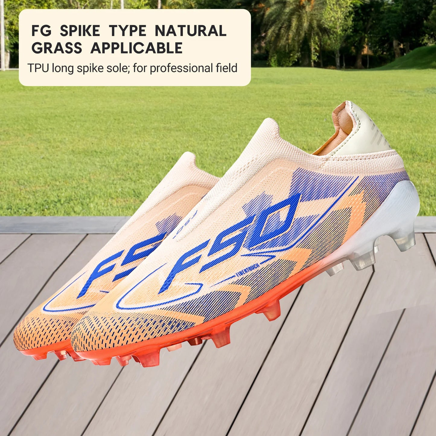 Classic AG/FG Football Shoes with TPU Wear-Resistant Long Studs, PU Mixed Fabric Upper, Non-Slip and Comfortable for Kids' Outdoor Football